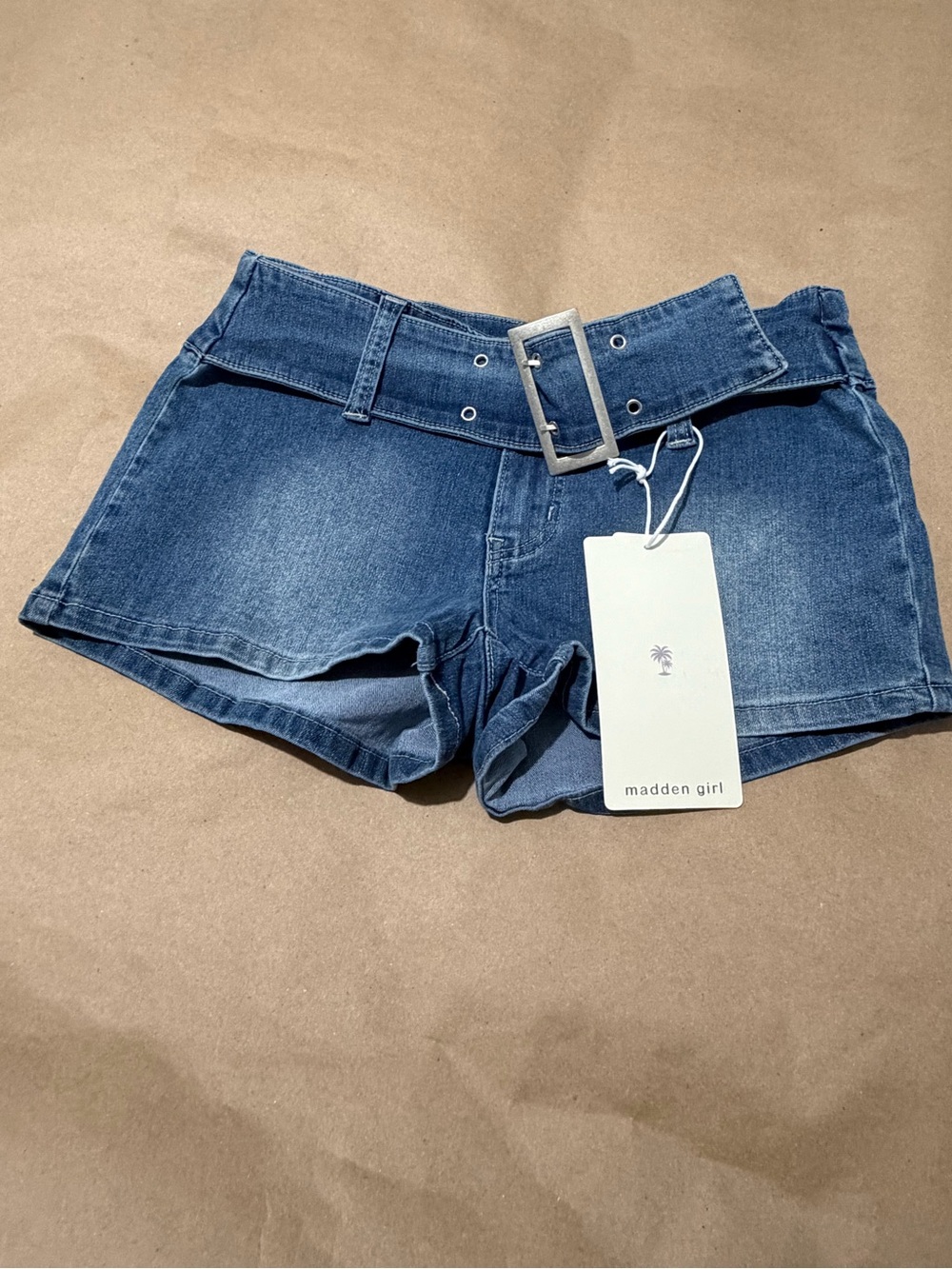 Madden Girl Blue Denim Belted Short Shorts